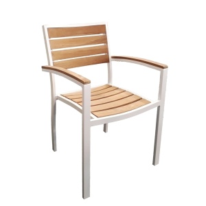 New York Teak mit Arm weiß